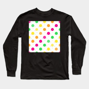 Bright Citrus Polka Dots (White) Long Sleeve T-Shirt